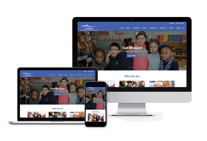 scrolling website mockup gif for Colorado Charter Schools Institute